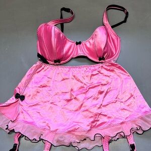 Pink Satin Lingerie Set